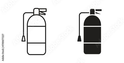 Fire extinguisher icons with simple flat and thin stroke style