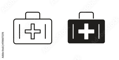 First aid box icons with simple flat and thin stroke style