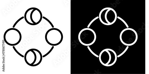 Moon Phases  Icon Set White Style Collection
