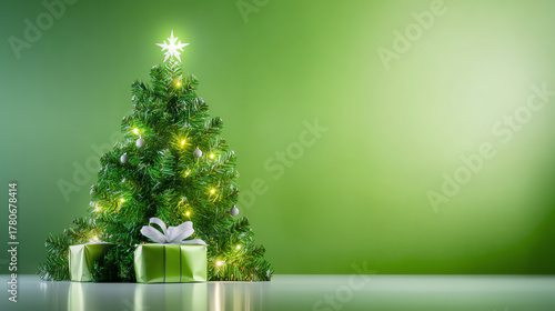 A beautifully decorated Christmas tree with twinkling lights and presents, bringing festive cheer to any holiday celebration.