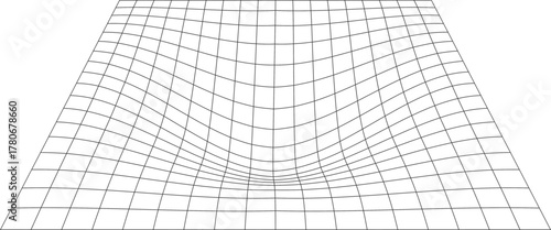 Abstract grid pattern with a concave distortion creating a sense of depth and optical illusion
