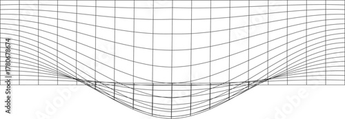 Abstract grid pattern with a concave distortion creating a sense of depth and curvature