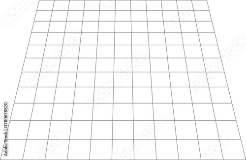 Abstract white grid pattern receding into the distance creating a sense of depth and perspective