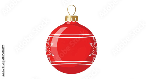 Elegant red Christmas ball ornament with star pattern brings festive holiday cheer and joy