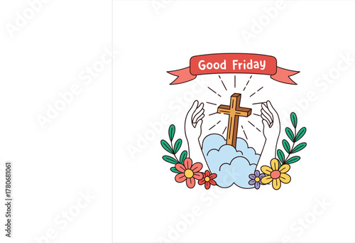Good Friday Cross Illustration – Christian Religious Holiday Celebration Design
