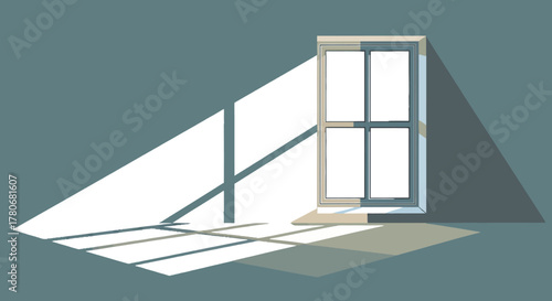 Minimalist interior scene featuring window light and shadows creating artistic moodiness and