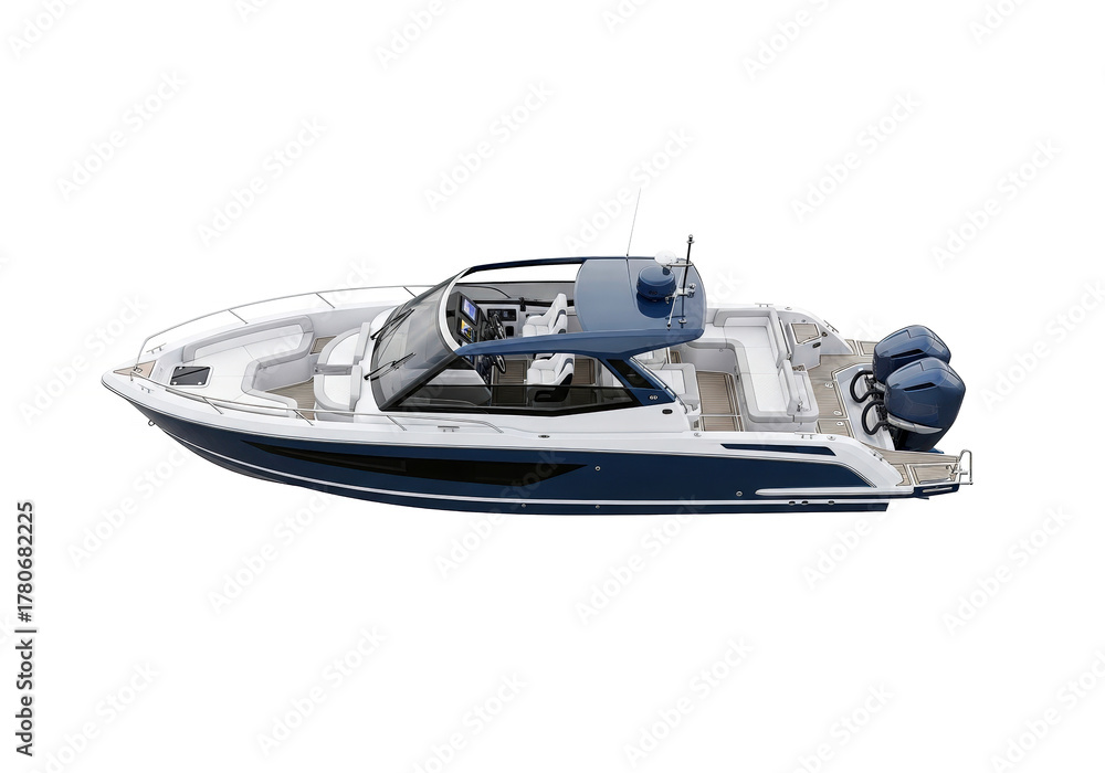 Naklejka premium Motorboat on a white background