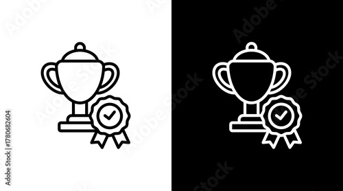 Trophy Cup  White Icon Set Design