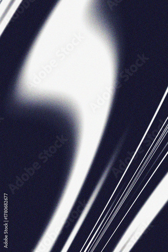 Minimalistic abstract background with soft blurred shapes and dynamic light lines in black and white