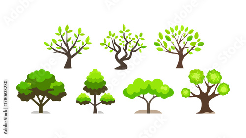 Diversity of Verdant Trees: A collection of various trees, each displaying unique shapes, sizes, and foliage, epitomizing the vibrant diversity of the arboreal world.