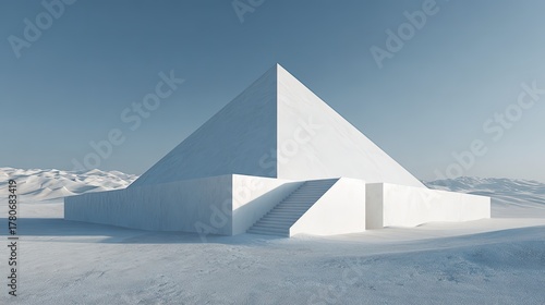 White Pyramid Structure In Snowy Landscape
