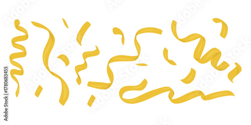 Yellow Confetti ribbon set, Serpentine and ribbon collection, Party ribbons 