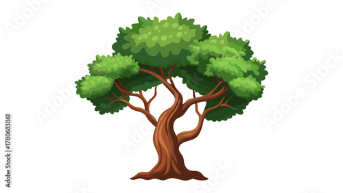 Vibrant Oak: A thriving oak tree, its lush green canopy and robust trunk symbolizing nature's resilience and vitality.