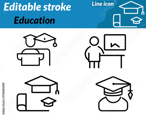 Education set icon. Ideal for schools universities e-learning platforms and educational apps. This icon embodies the pursuit of knowledge lifelong learning and inspiration the importance of education.