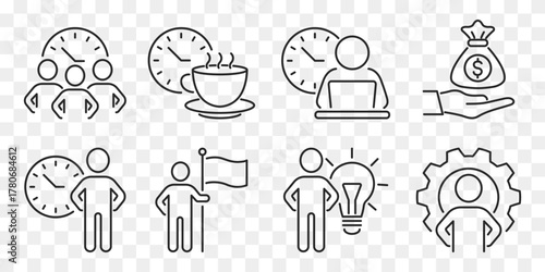 business people line icon set