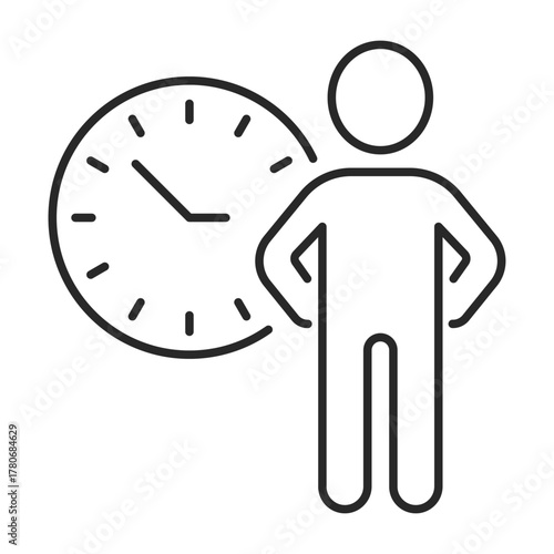 human with clock line icon