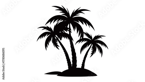 Island Palms: Silhouette of tropical palm trees flourishing on a tranquil island, the embodiment of a paradise escape.