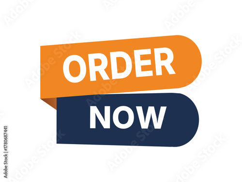 Order now button with orange and blue tabs
