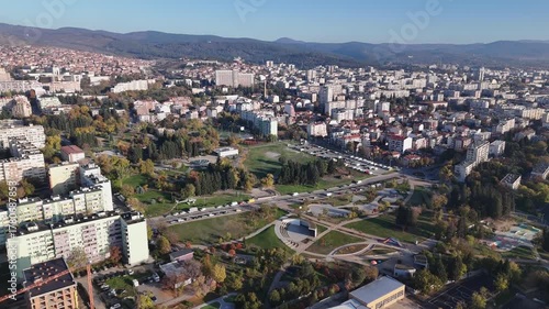 Park in Stara Zagora Bulgaria drone view