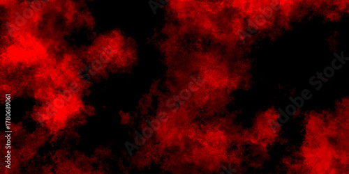 Abstract grunge red and black powder explosion cloud on black background. dark red smoke Like cloud wave effect on black. dark fire flame grunge texture background. toned fiery red sky.