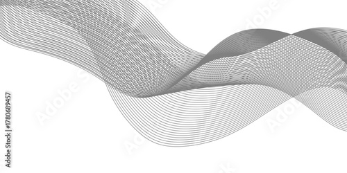 Dynamic gray flowing line abstract background. technological wave structure. digital data stream vector illustration.