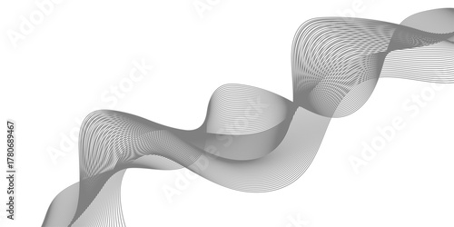 Dynamic gray flowing line abstract background. technological wave structure. digital data stream vector illustration.