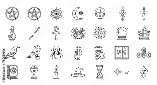 Mystical Symbols Collection: Set of Hand-Drawn Occult and Esoteric Designs for Creative Projects