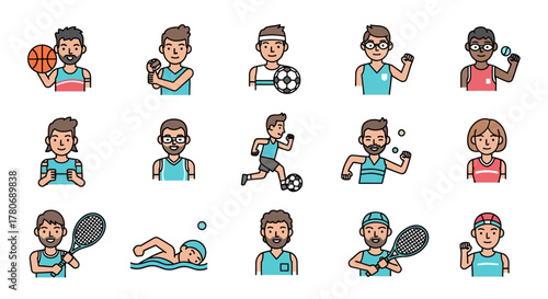 Diverse athletes in various sports showcasing active lifestyles and fitness activities for healthy