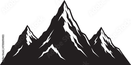 Dramatic mountain range silhouette for outdoor adventure logo design and inspirational backgrounds, perfect for climbing enthusiasts and nature lovers