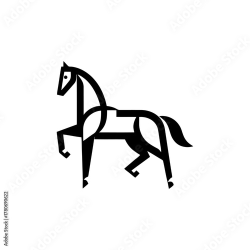 Prancing horse geometric lines