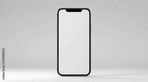 Modern Smartphone with Blank White Screen on Minimal Gray Background