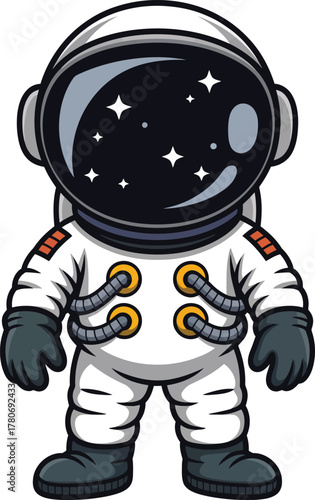 Cute cartoon astronaut in a spacesuit