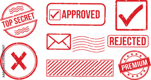 Red stamps and icons