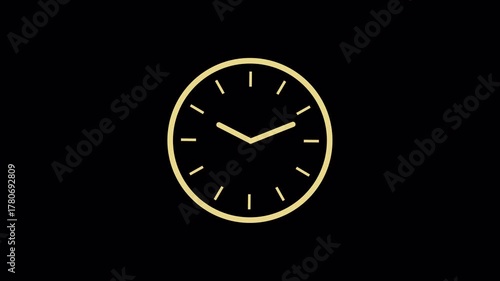 Wallpaper Mural Gold Wall Clock Countdown Timer Animation Timelapse 4K. Office Working Hours Concept Motion Graphic Icon Looping Video Background. 4k  video with RGB alpha Torontodigital.ca