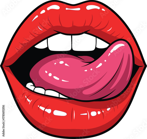Red lips with tongue sticking out