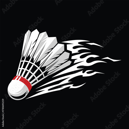 Badminton shuttlecock with flame effect
