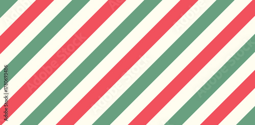 Festive diagonal stripes of red, green, and cream for holiday cheer and warm memories, perfect for backgrounds, overlays, and seasonal designs