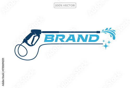 Pressure washing gun logo design vector template illustration