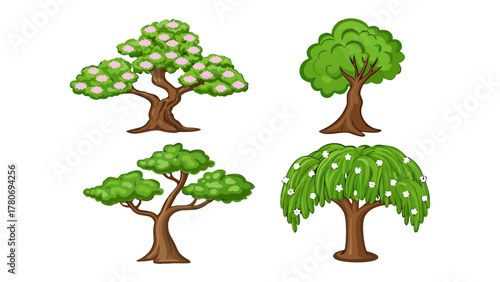 Diverse Tree Collection: A vibrant collection showcases the diversity of nature's arboreal wonders. Each tree, a unique masterpiece.