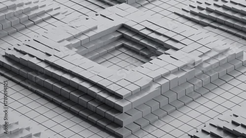 抽象グリッド風景 光の静かな変化