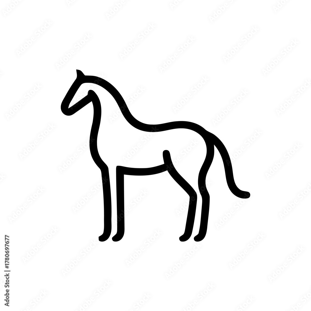 Obraz premium Horse linear silhouette drawing