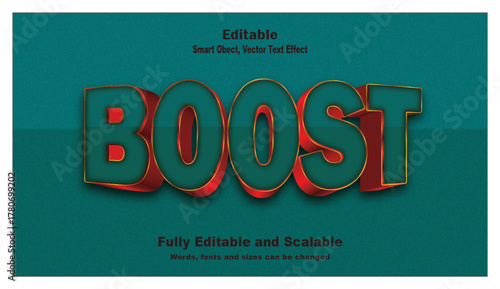 Boost word 3d power, energy, speed text effect.