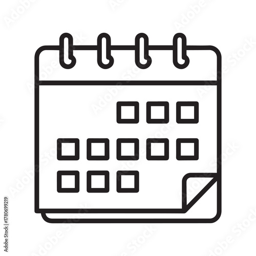 Calendar icon with squares representing days, signifying scheduling, planning, and time management