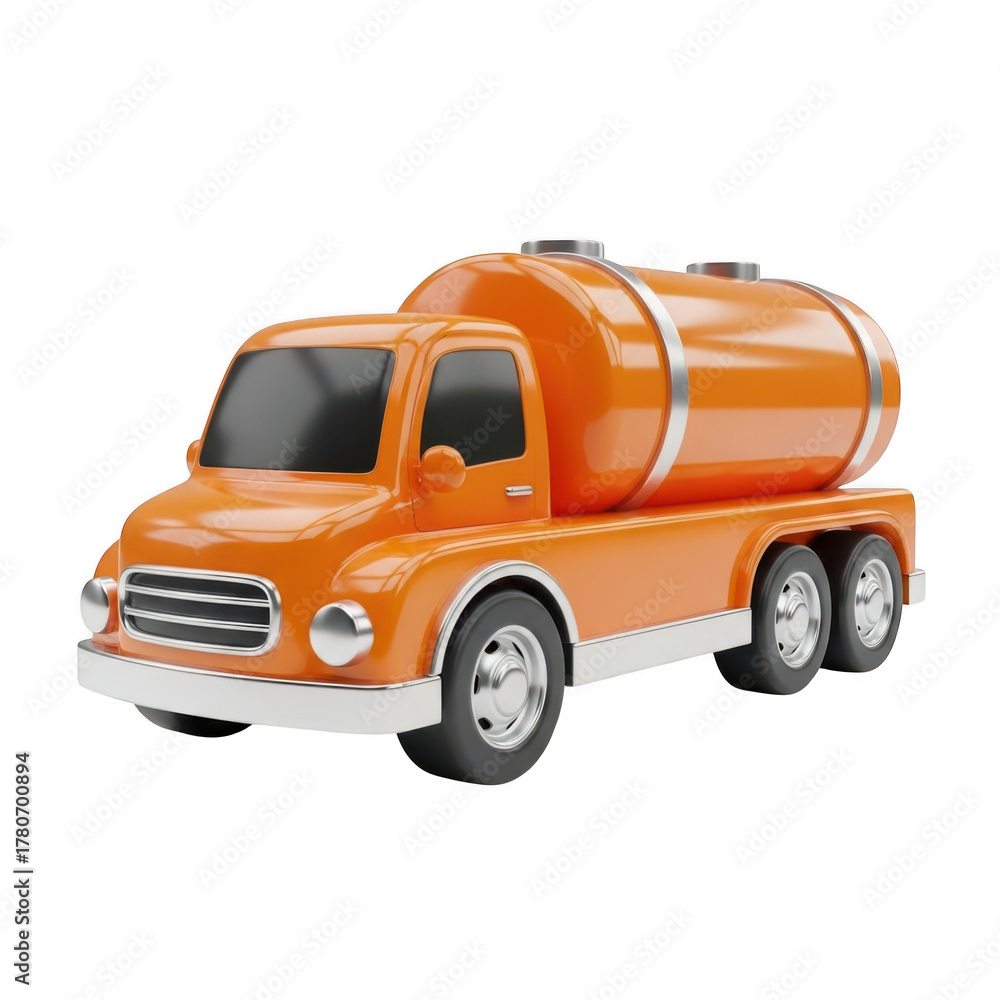 Naklejka premium Orange 3D Rendered Cistern Truck with Chrome Accents on a Background tanker liquid isolated on a transparent background