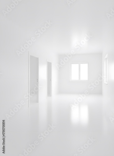 empty room with white walls and windows
