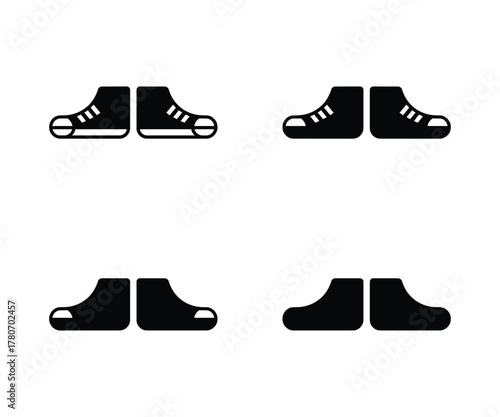 Minimal shoe icon set, Simple footwear silhouette vector