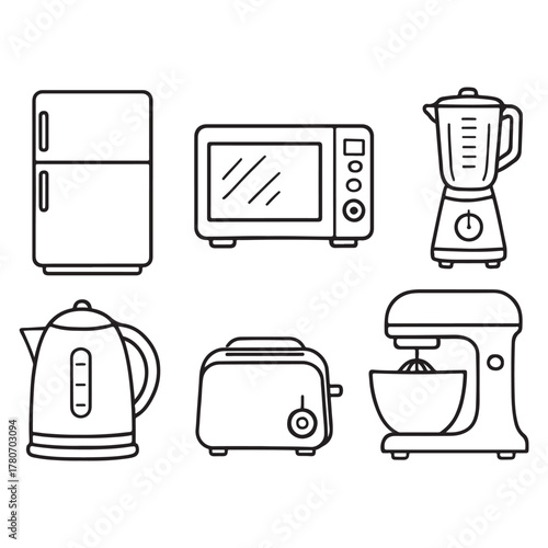 Kitchen Appliances Line Art