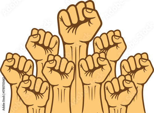 Hand clenched holding flag or ribbon red white 