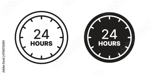 24 Hrs icon silhouette vector designs. Editable Strokes