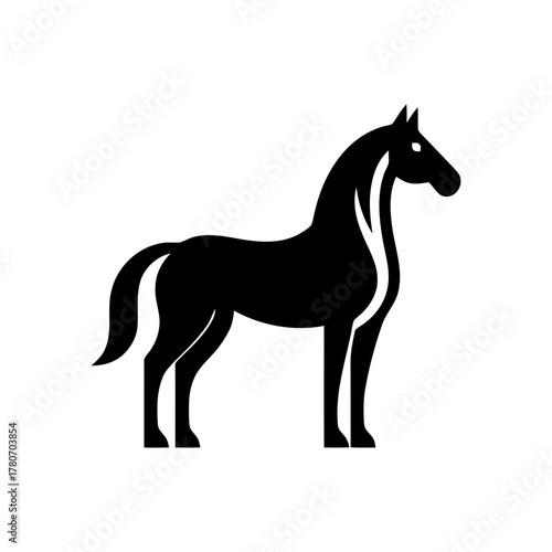 Horse black silhouette in side view